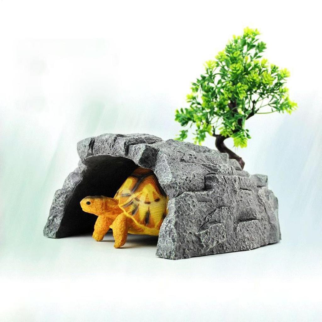 Reptile Cave Resin Rock Shelter House Reptile House For Lizards Bearded Dragon Snake Basking Terrarium Fish Tank