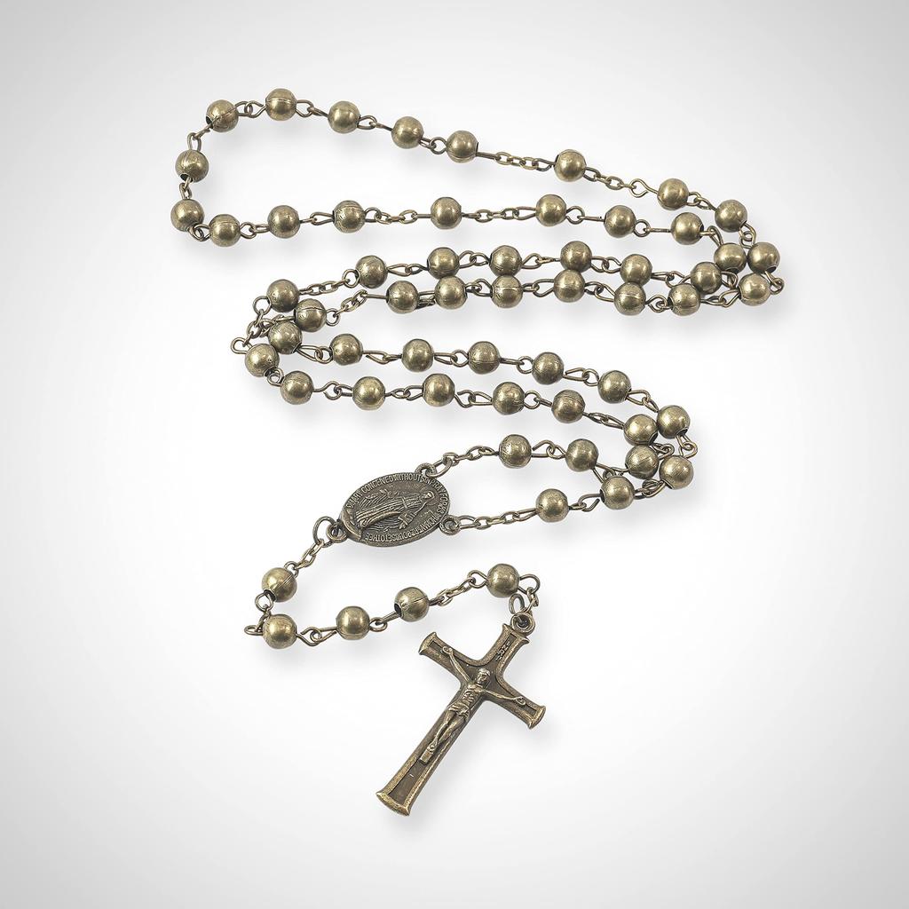 Nazareth Store Metal Bead Combat Rosary Necklace