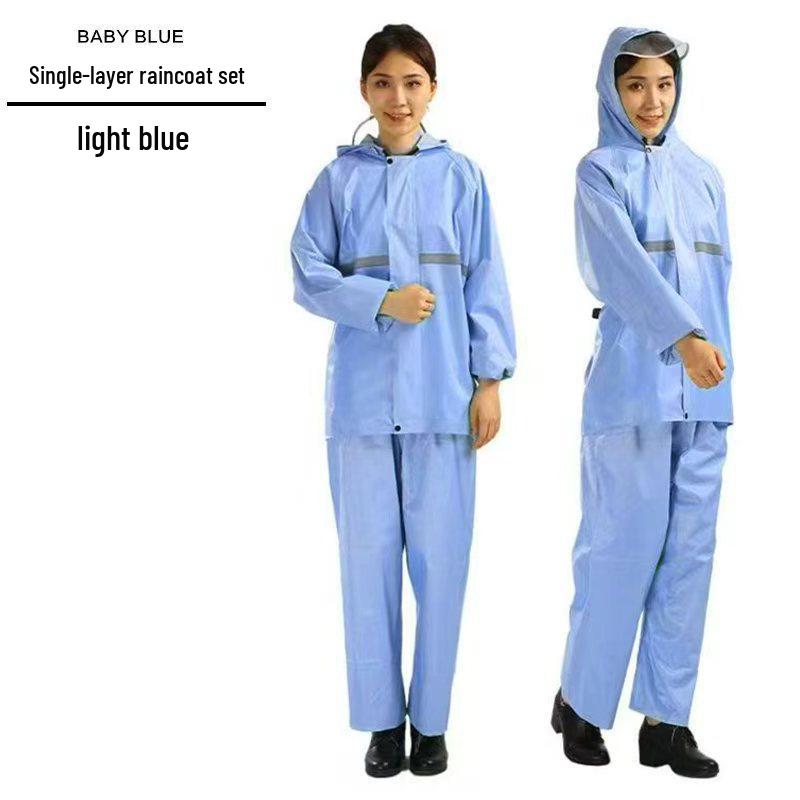 Reflective Windproof Raincoat & Pants Set for Night Riding