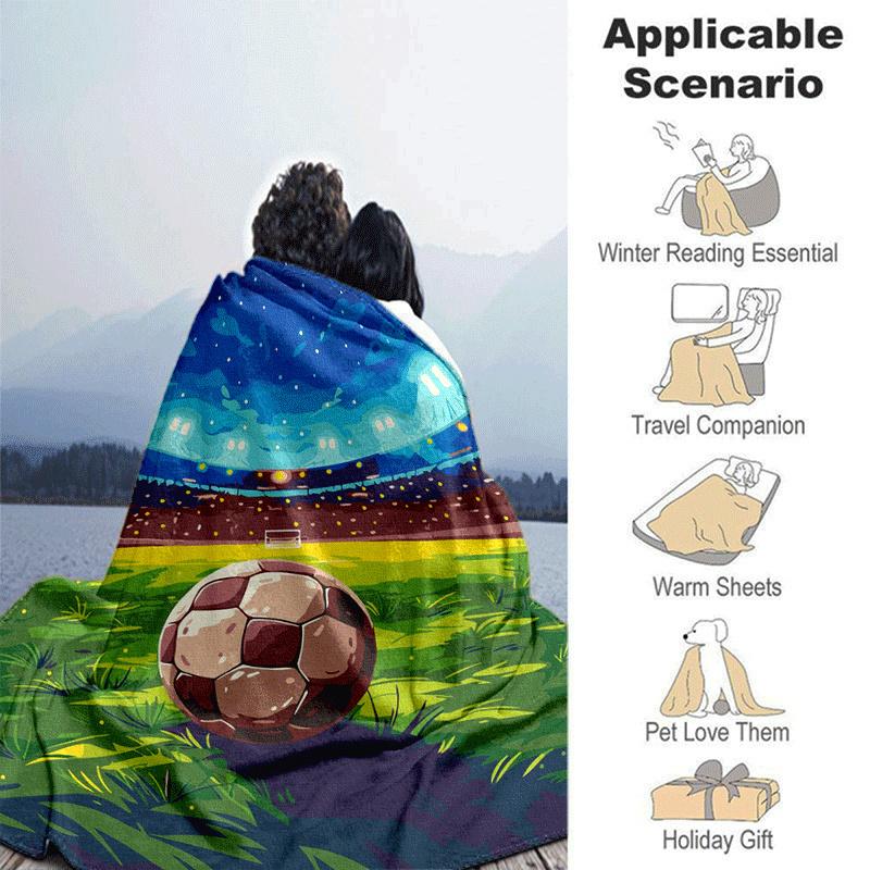 1pc Football Printing Lightweight Flannel Blanket, Comfortable and Warm Blanket, for Camping Sofa Bed and Couch Office, in All Seasons