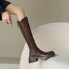 Winter Vintage Platform Woman Knight High Boots Concise Soft Plush Thick Sole Shoes Ladies Stretch Slim Modern Long Botas