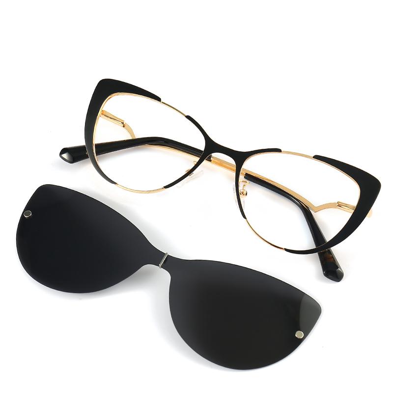 New Fashion 2-in-1 Cat Eye Sunglasses Magnetic Myopia Glasses For Men Women Stylish UV Protection