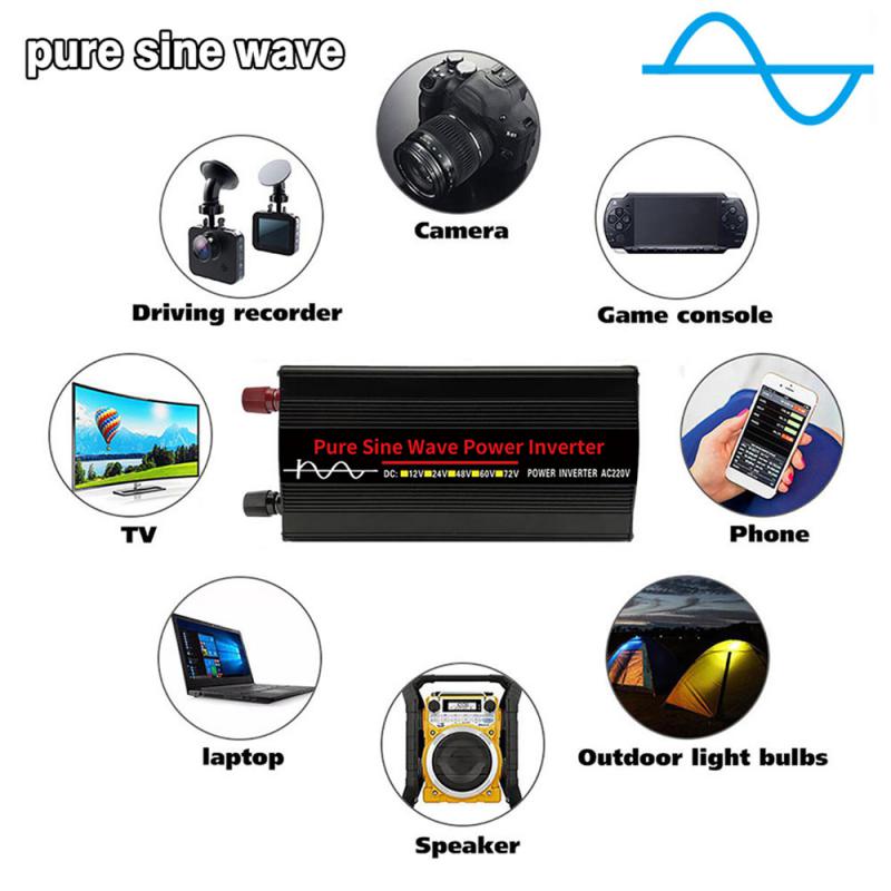 5000W/8000W Pure Sine Wave Power Inverter DC 12V To AC 220V Solar System Solar Panel Home Outdoor RV Camping Wave Power Inverter