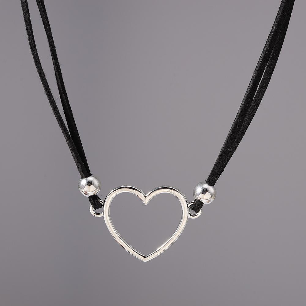 Cool Gothic Black Cross Pendant Necklace for Women Men Love Heart Leather Rope Necklaces Streetwear Hip Hop Punk Jewelry Gifts