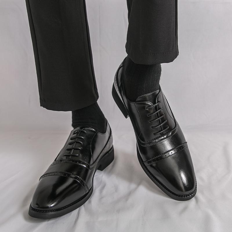 Men Oxfords Dress Brogues Derbys Brown Formal Business Black Patent Leather Shoes Tuxedo Wedding Shoes Over Sized