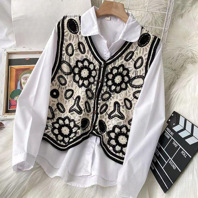 Summer Crochet Hollow Out V-neck Loose Lace Tank Tops Women Fashion Thin Chic Sleeveless Women Camis Tops Elegant Base Slim Vintage Tank Vest 26571