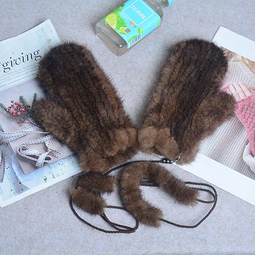 Fashion Winter Women Gloves Genuine 100% Real Mink Fur Glove Knitted Mittens Thick Warm Fur Gloves Mittens