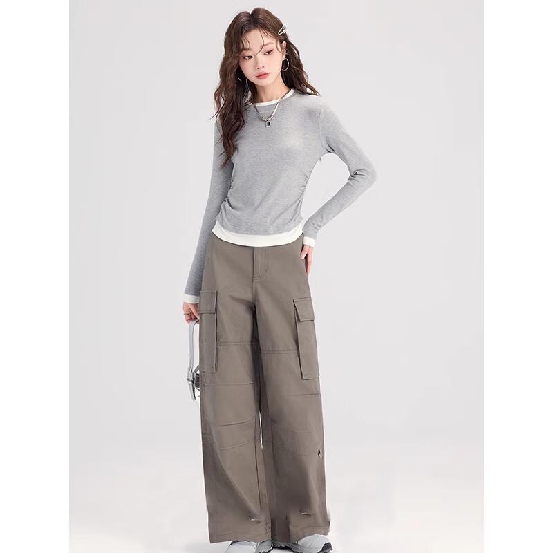 NOME Women's Faux Two-Piece Colorblock Long Sleeve T-Shirt