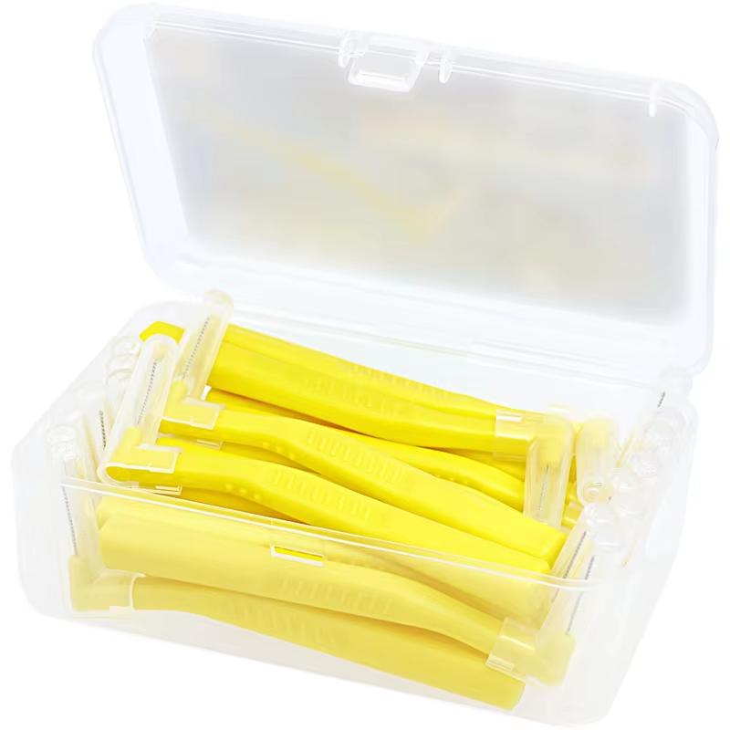 20Pcs Push-Pull Interdental Brush L-Type For Orthodontic Braces Micro Soft Brush Brackets Cleaning Toothpick