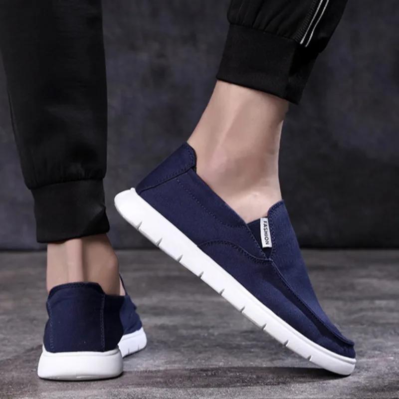 Men's Lightweight Canvas Shoes 2024 Summer Fashion Breathable Walking Flats Anti Slip Comfortable Driving Loafers Casual Slip On