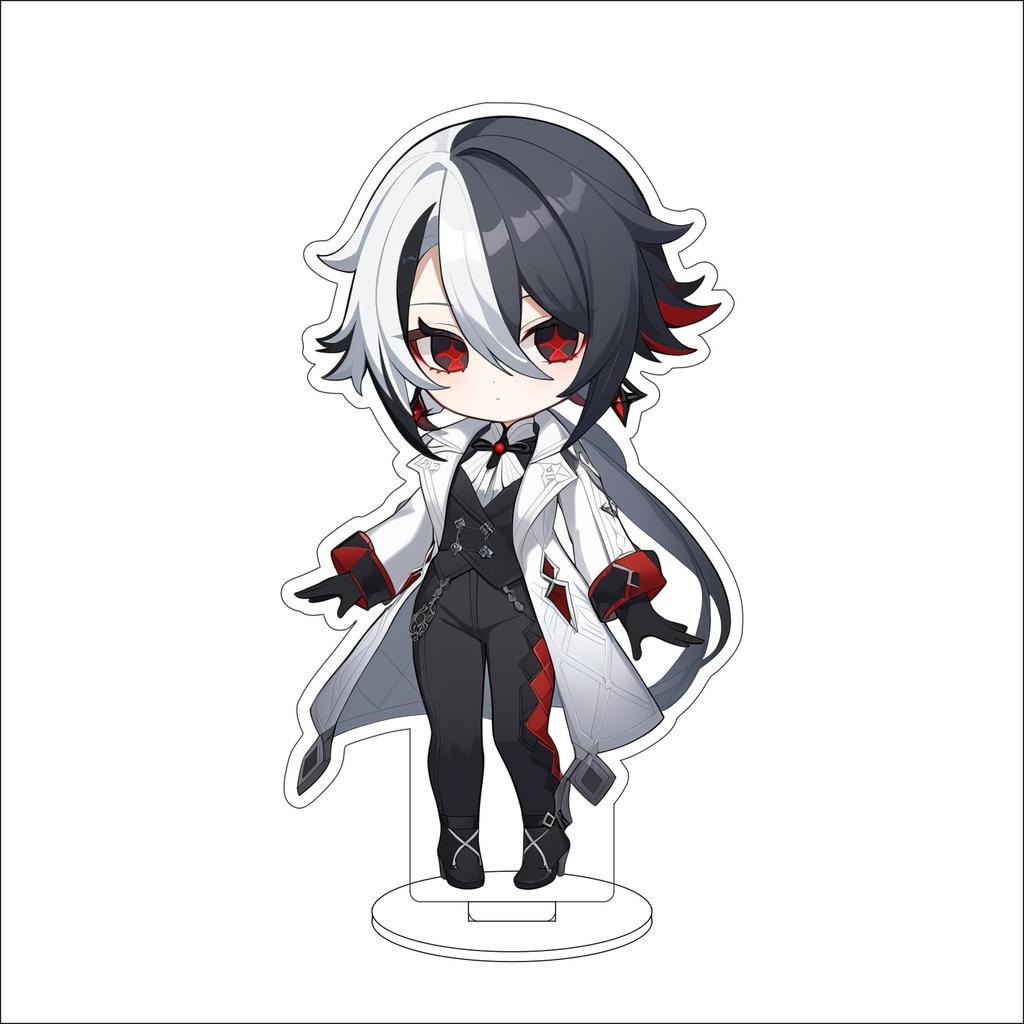 10CM Anime Genshin Impact Figure Stand Model Arlecchino Cute Desk Decor Standing Sign Gifts