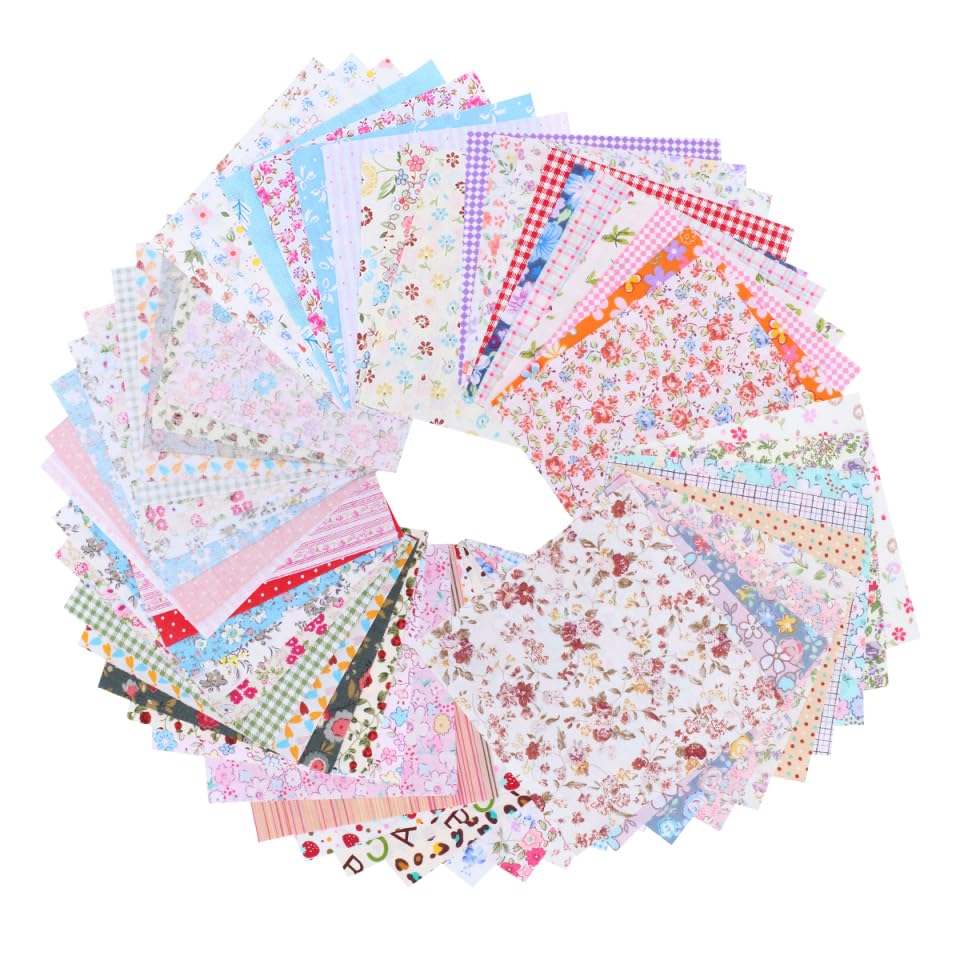 KESYOO Patchwork Fabric Scrap Floral Pure 50 Cotton Cutting Scandinavian Craft Supplies Set, Pattern, 15x15cm, Cotton, Pieces, Fabric, Cloth, Style,