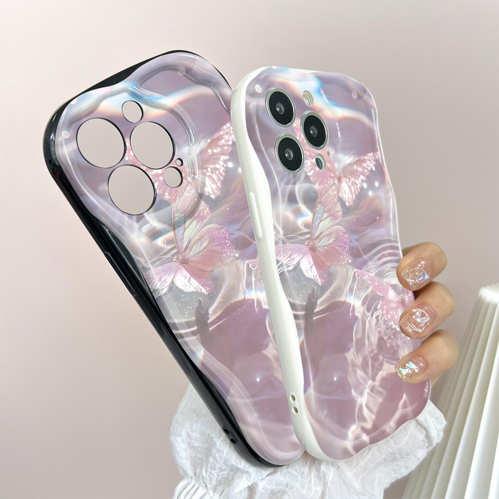 For iPhone 17 15 14 13 11ProMax Samsung S24Ultra S23 S21Plus Redmi Note11 Note13Pro Fashion Girl Cream Texture Soft Silicone Full Lens Protect Casing