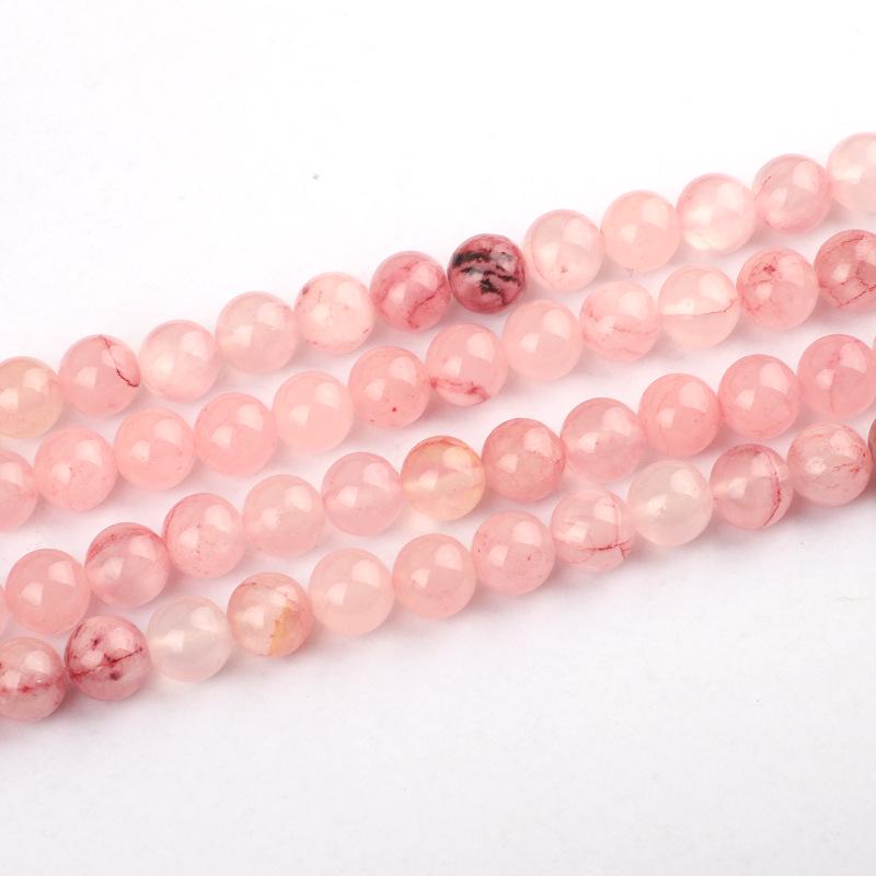 Optimized Blood Red Jade Round Beads - Natural Stone Loose Floral Additive Beads.