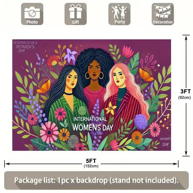 2D Women's Day Celebration Backdrop Floral Photo Background