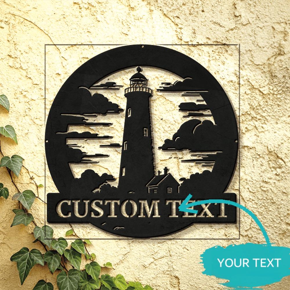 Metal Lighthouse Wall Art Nautical Decor Coastal Gift Iron Black Indoor Outdoor