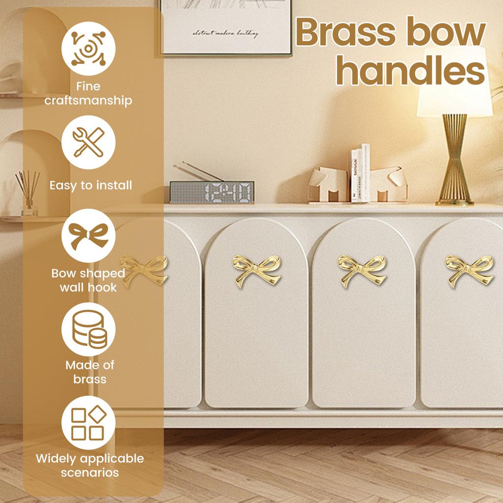 Brass Bow Drawer Knobs ,Cabinets Knobs Gold Drawer Pulls Decorative,Cupboard Pull Handles for Home Kitchen Cabinet Hardware