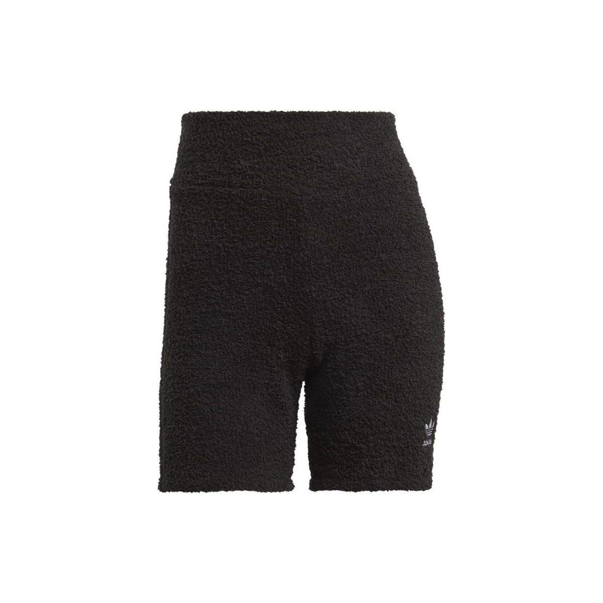 

Adidas Originals Trefoil Сплошной цвет с вышивкой логотипа Спортивные шорты со средней талией Женские брюки Черные H18836