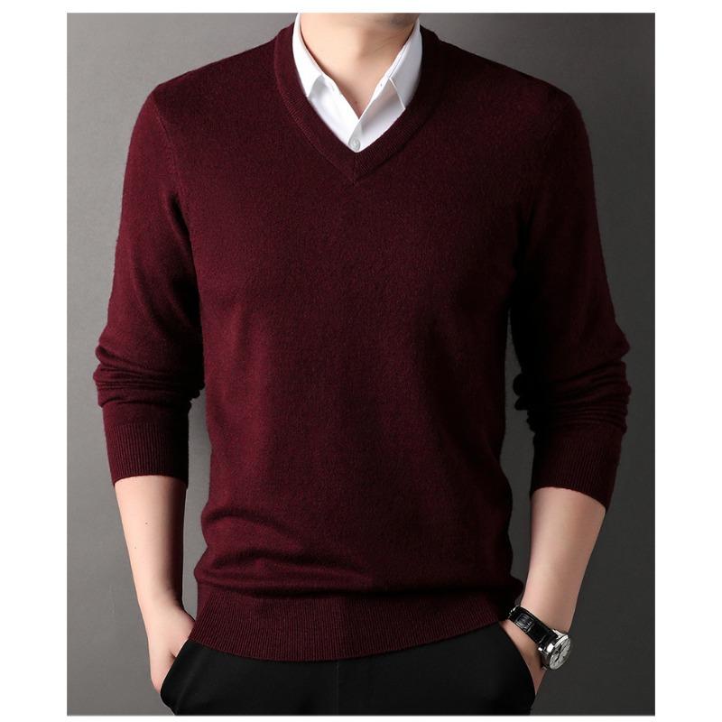 Men S Winter Thick V Neck Long Sleeve Pullover Knit Sweater