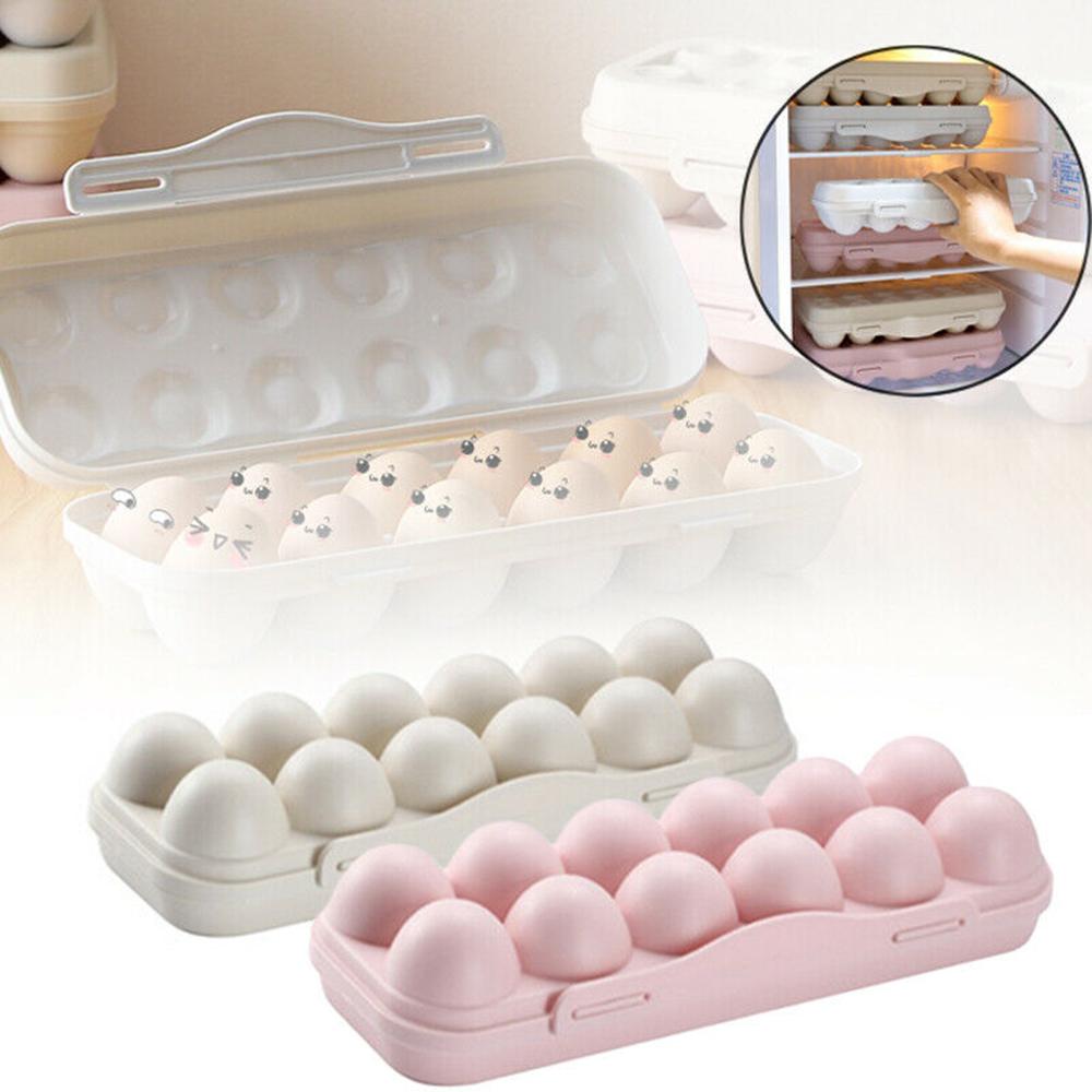 Grids Plastic Egg Holder Box Egg Storage Tray Refrigerator Crisper Storage Container Organizer