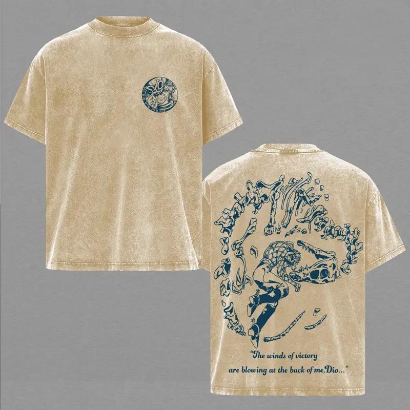 Hot Anime JoJo's Bizarre Adventure Diego Brando Clothing Men Women Tshirts Washed Cotton Tee Retro T-shirt Harajuku Male T Shirt