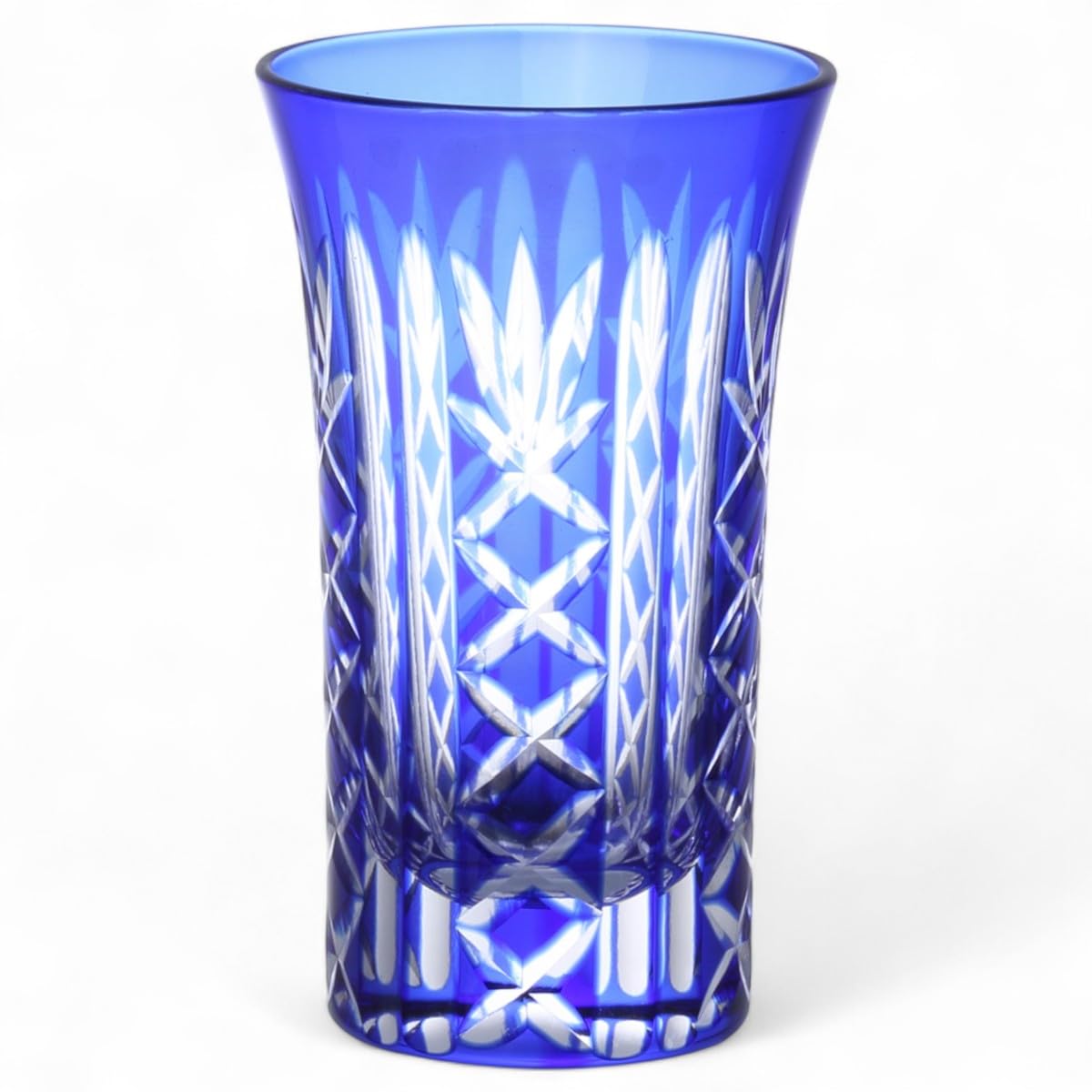 

Mizukage Kiriko Glass Cup for Beer and Tokusa Orchid Current Model J-kitchens Sake, 60xH102mm, 100cc, Carving, Blue, Bishou,
