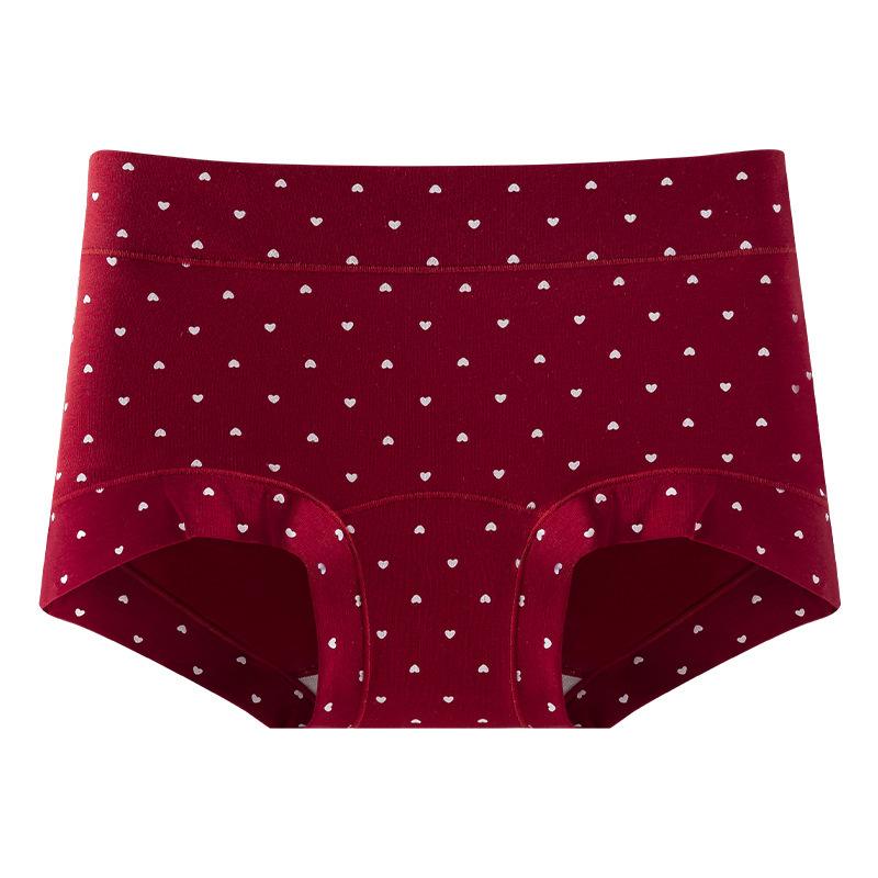 Big Size Lady Spring and Autumn Benming Year Red Pure Cotton 10A Antibacterial Extended Crotch Triangle Briefs