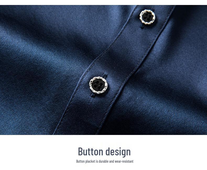 Premium Mulberry Silk Long-Sleeve Men's Shirt - Non-Iron, Solid Color, Business Casual for Autumn and Spring