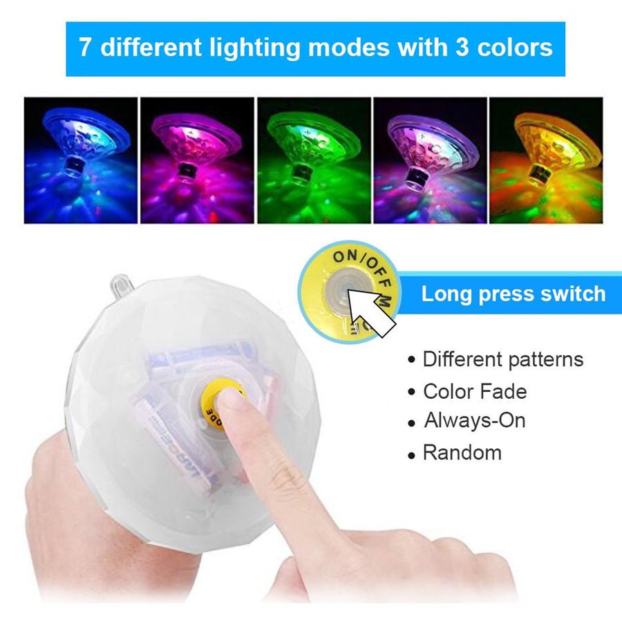 Battery Powered Floating Underwater Fountain Light Waterproof Swimming Pool Aquarium Lights Disco Party Spa Baby Bath Light