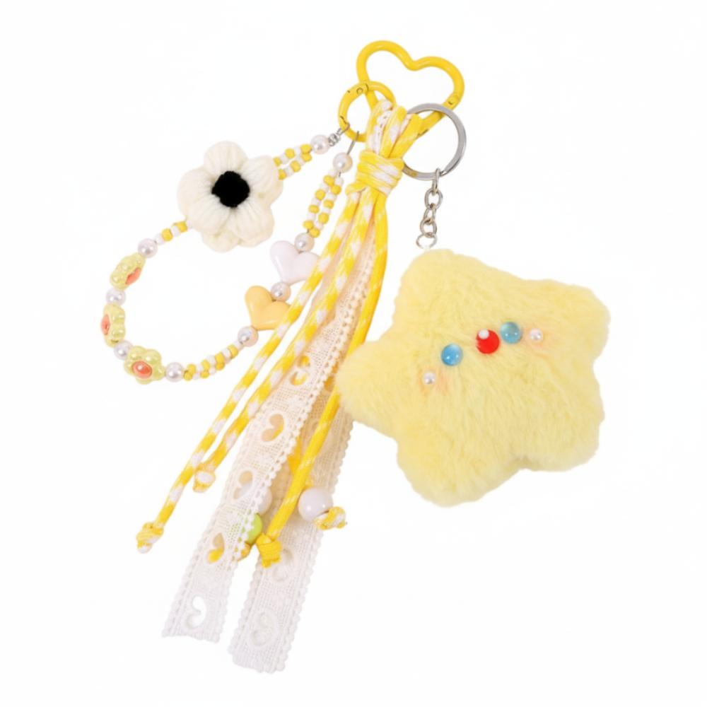 Stuffed Plush Star Keychain Kawaii Bear Plush Pendant Star Doll Pendant  Home Decor