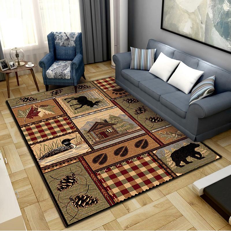 Cabin Wildlife Carpet Rug for Living Room Bedroom Home Sofa Decoration,Kids play Non-slip Floor Mat