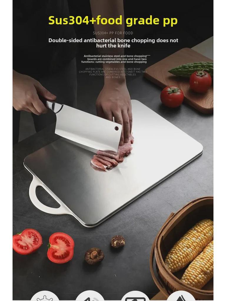 Multifunkční antibakteriální oboustranné krájecí prkénko z nerezové oceli 304 a plastu