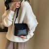 Retro Solid Color PU Leather Small Shoulder Bag Autumn and Winter Women's New Bucket Crossbody Bag CLE