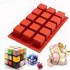 15Cavity Magic Cube Splice Cake Square Brownie Molds Mousse French Dessert Jelly Pudding Soap Candy Pastry Mold Cake for Baking