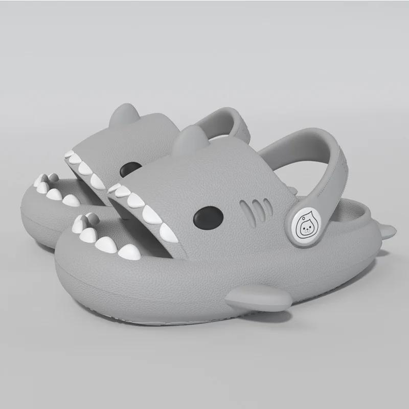 Three-dimensional Children's Shark Hole Shoes Summer Home Baby Non Slip Platform Sandals Cute Cartoon Soft Sole Kids Slippe
