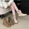 2025 Autumn New Retro Versatile Flat-bottomed Western Short Boots Lazy Wind Sleeve Round Head Stacking Boots