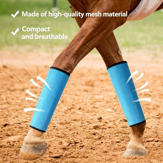 4Pcs Summer Horse Fly Boots Breathable Reduce Stomping Flies Bites Horse Mesh Leg Wrap Adjustable Horse Leg Leggings Guard Protective Cover Horse