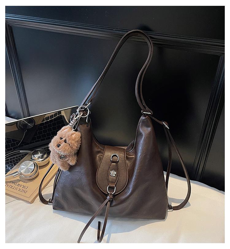 Women's Retro Single Shoulder Bag - Autumn 2025 Trendy Fashion, Korean-Style, Large Capacity Tote Backpack