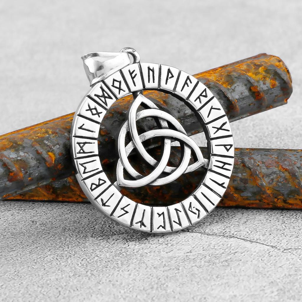Viking Celtic Knot Pendant Necklace Stainless Steel Men Chain Odin Protection Amulet Gothic Jewelry Gift