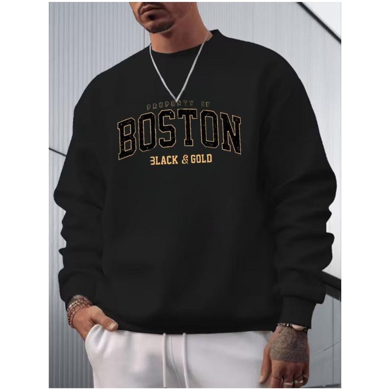[Printed Design - Non-Textured] 2026 New Men'S Capless Loose Round Neck Casual Hat Autumn Winter Streetwear Soft Comfortable All-Match Plus Size