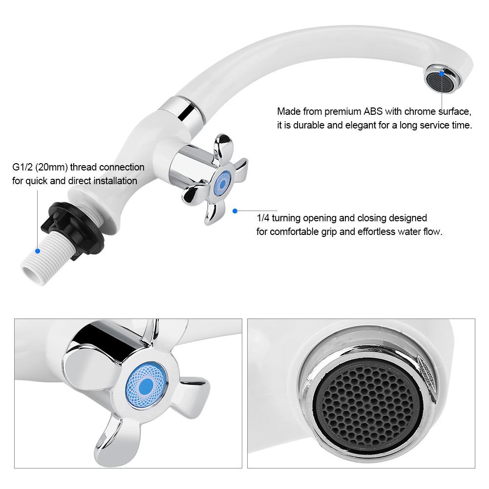 ABS Plastic Single Cold Faucet Water Tap Kitchen Sink Bathroom Basin Accessories G1/2(Blossom)