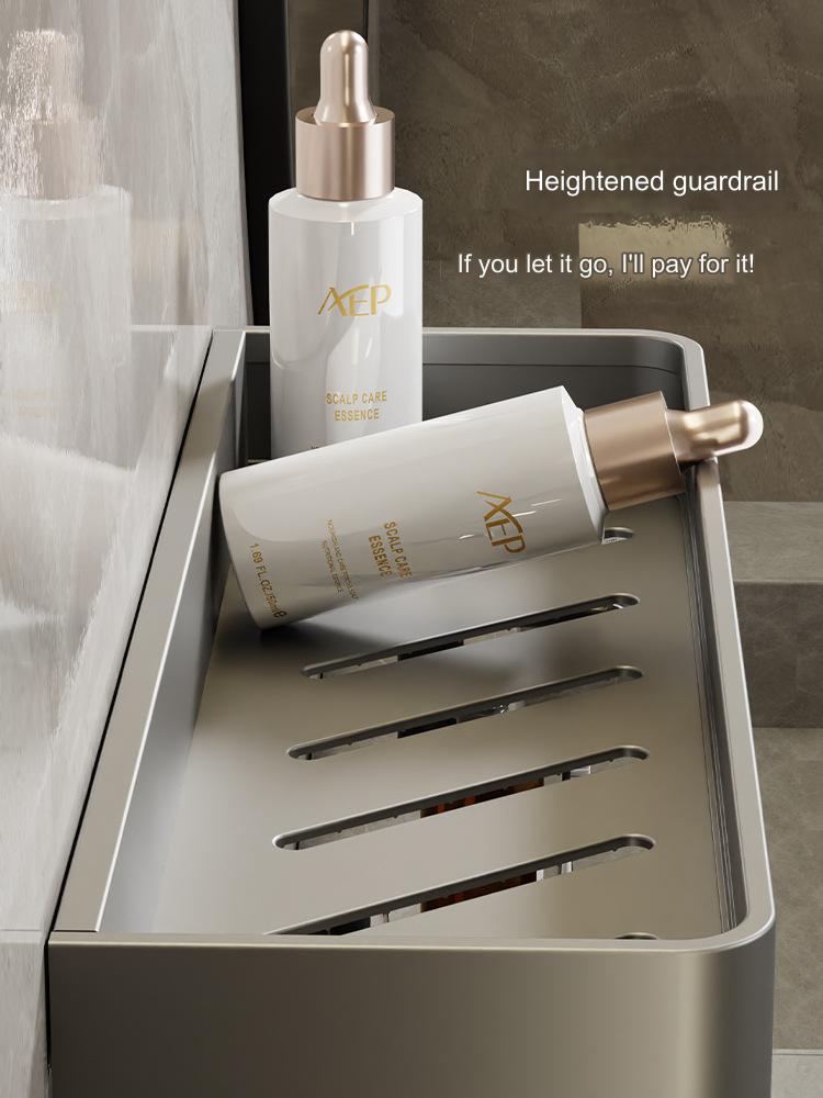 Stainless Steel Wall-mounted Bath rack No Perforated Towel Storage Rack Grey Bathroom Accessories Household Items