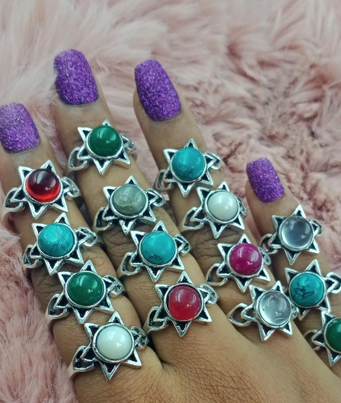 Labradorite & Mix Gemstone 925 Sterling Silver Plated Buy 10 PCs Rings JN-6