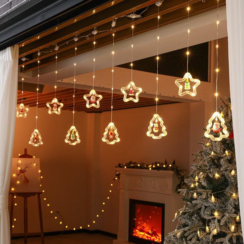 LED Christmas Star Curtain Lights - Festive Atmosphere with Wishing Ball & Flashing Colors