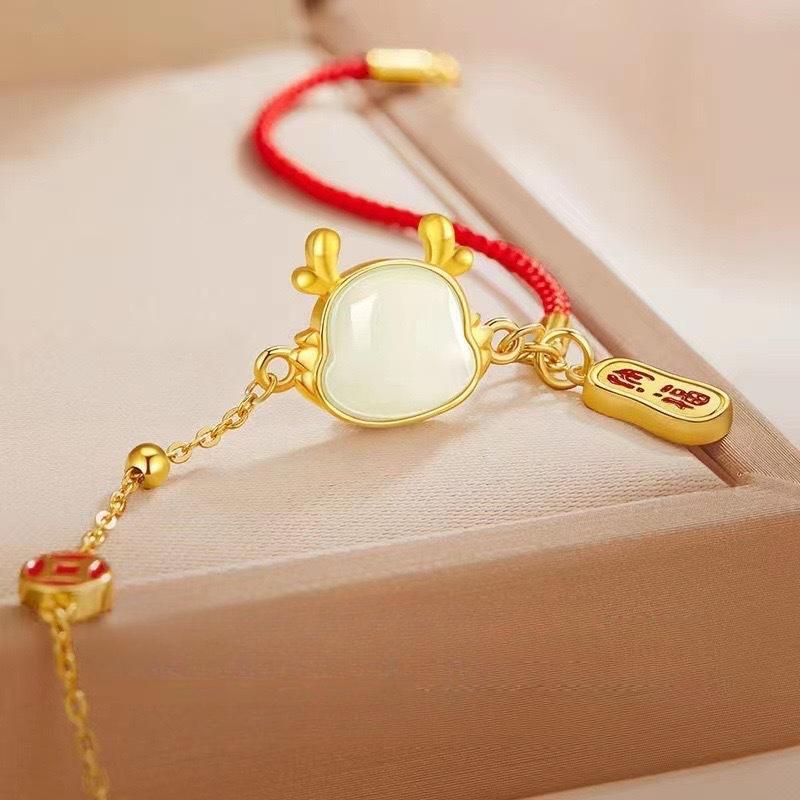 Lucky Nafu Ping An Buckle Red Rope Bracelet Women's Light Luxury Exquisite Jewelry New Chinese Style Jewelry