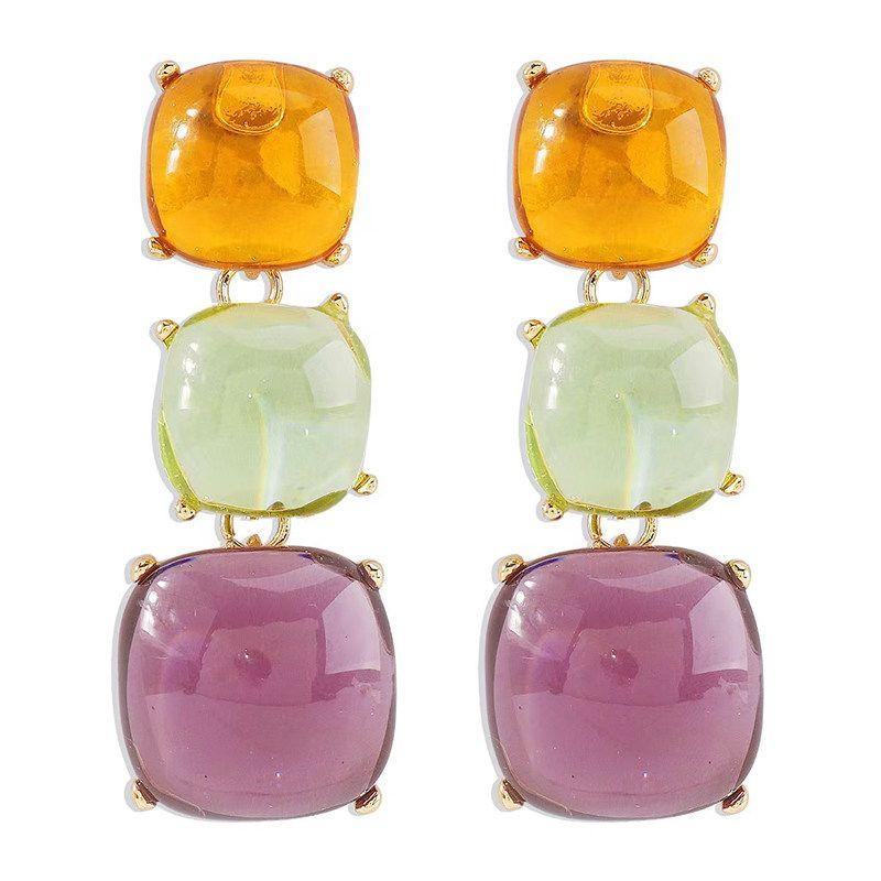 Candy Mixed Color Resin Clavicle Necklace Earrings Female Geometric