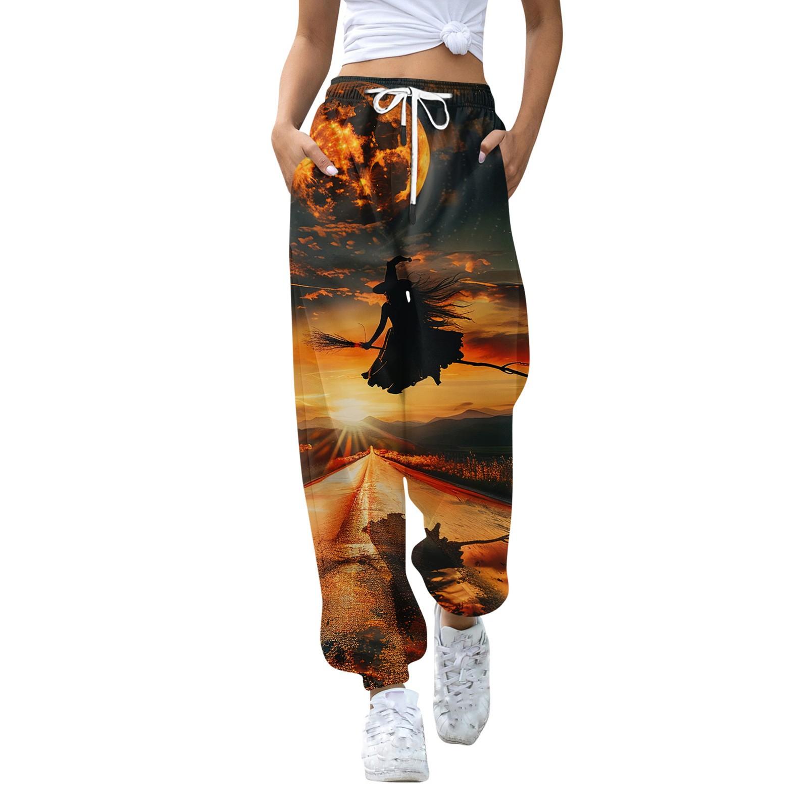 

Жіночі модні повсякденні спортивні штани з кишеньковими шнурками та принтом M сірий колір