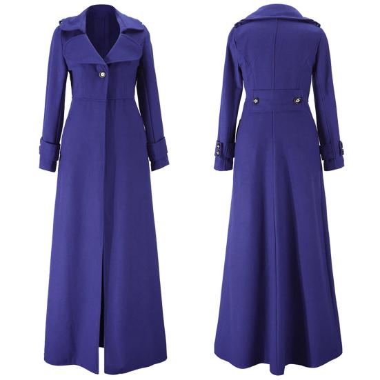 Autumn Winter Women Coat Single Breasted Solid Color Overcoat Turndown Collar Slim