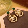 New In  Inlaid Natural An Jade Earrings For Women With Irregular Thread Vintage Chinese Style Antique Palace  Jewelry