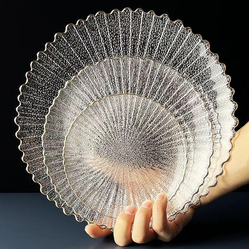 ZISIZ Gold-Rimmed Glass Serving Plate